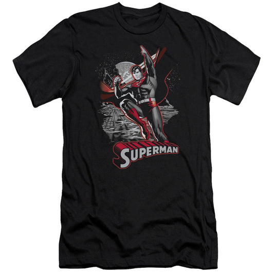 Jla Superman Red & Gray Premium Bella Canvas Slim Fit Mens T Shirt Black