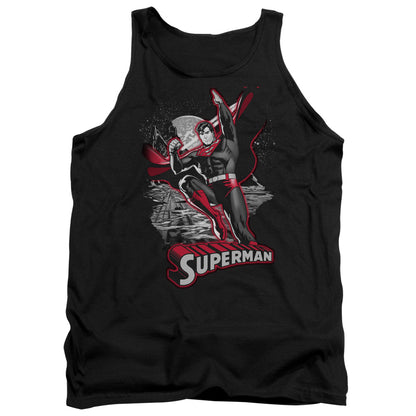 Justice League Superman Red & Gray Mens Tank Top Shirt Black