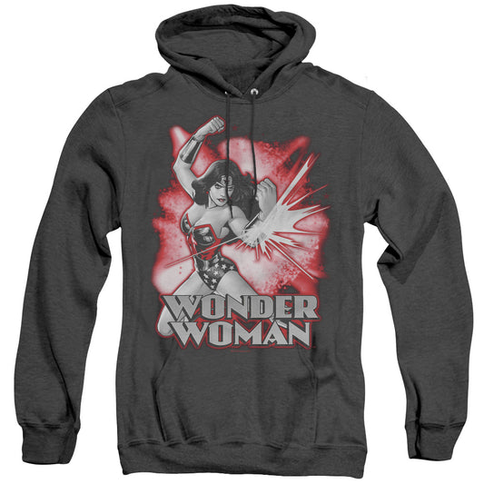 Justice League Of America Wonder Woman Red And Gray Heather Mens Hoodie Black Officially Licensed