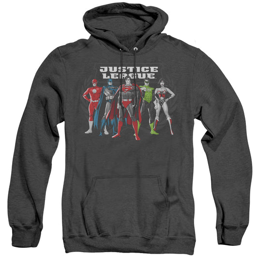 Justice League Of America The Big Five Heather Mens Hoodie Black Officially Licensed