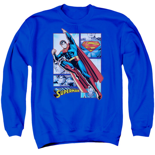 Jla Superman Panels Mens Crewneck Sweatshirt Royal Blue