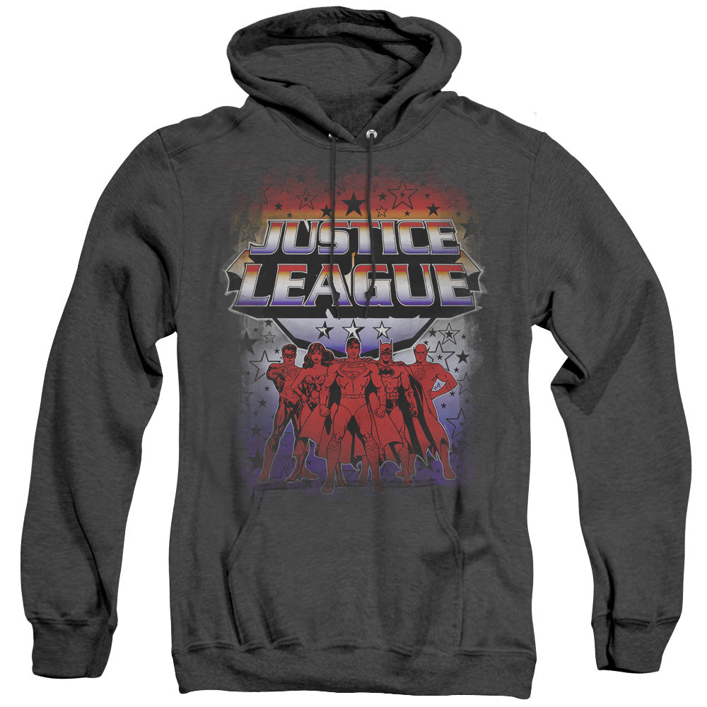 Justice League Of America Star League Heather Mens Hoodie Black Officially Licensed