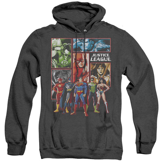 Justice League Of America Justice League Panels Heather Mens Hoodie Black Officially Licensed