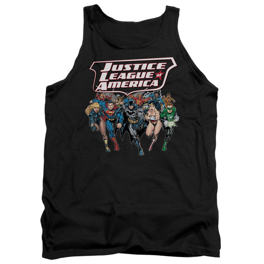 Justice League Charging Justice Mens Tank Top Shirt Black