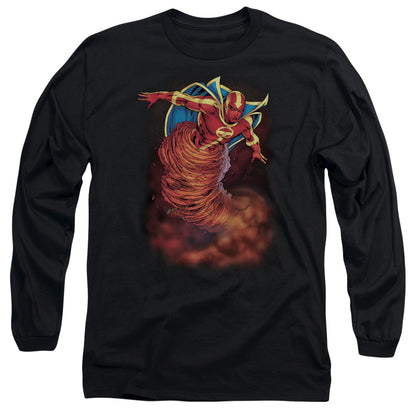 Jla Tornado Cloud Mens Long Sleeve Shirt Black Officially Licensed