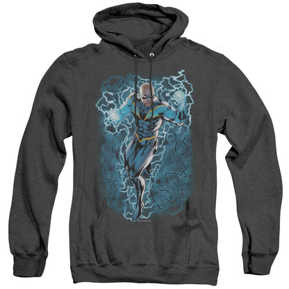 Justice League Of America Black Lightning Bolts Mens Heather Hoodie Black Officially Licensed