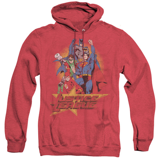 Justice League Of America Raise Your Fist Heather Mens Hoodie Red Officially Licensed