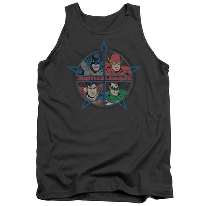 Justice League Four Heroes Mens Tank Top Shirt Charcoal