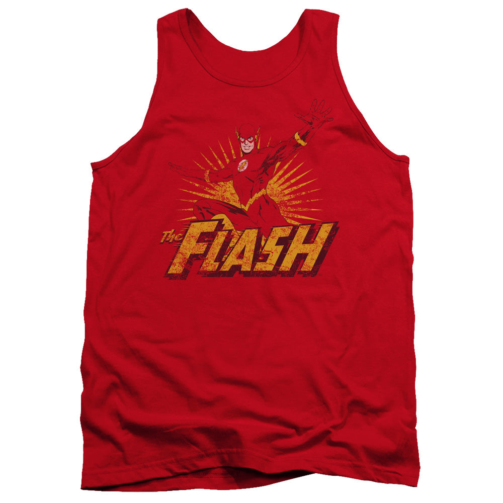 Justice League Flash Rough Distress Mens Tank Top Shirt Red