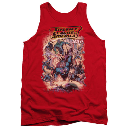 Justice League Lost Mens Tank Top Shirt Red