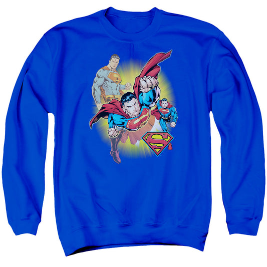 Jla Superman Collage Mens Crewneck Sweatshirt Royal Blue