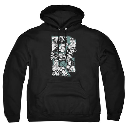 Justice League Of America A Mighty League Mens Hoodie Black Officially Licensed