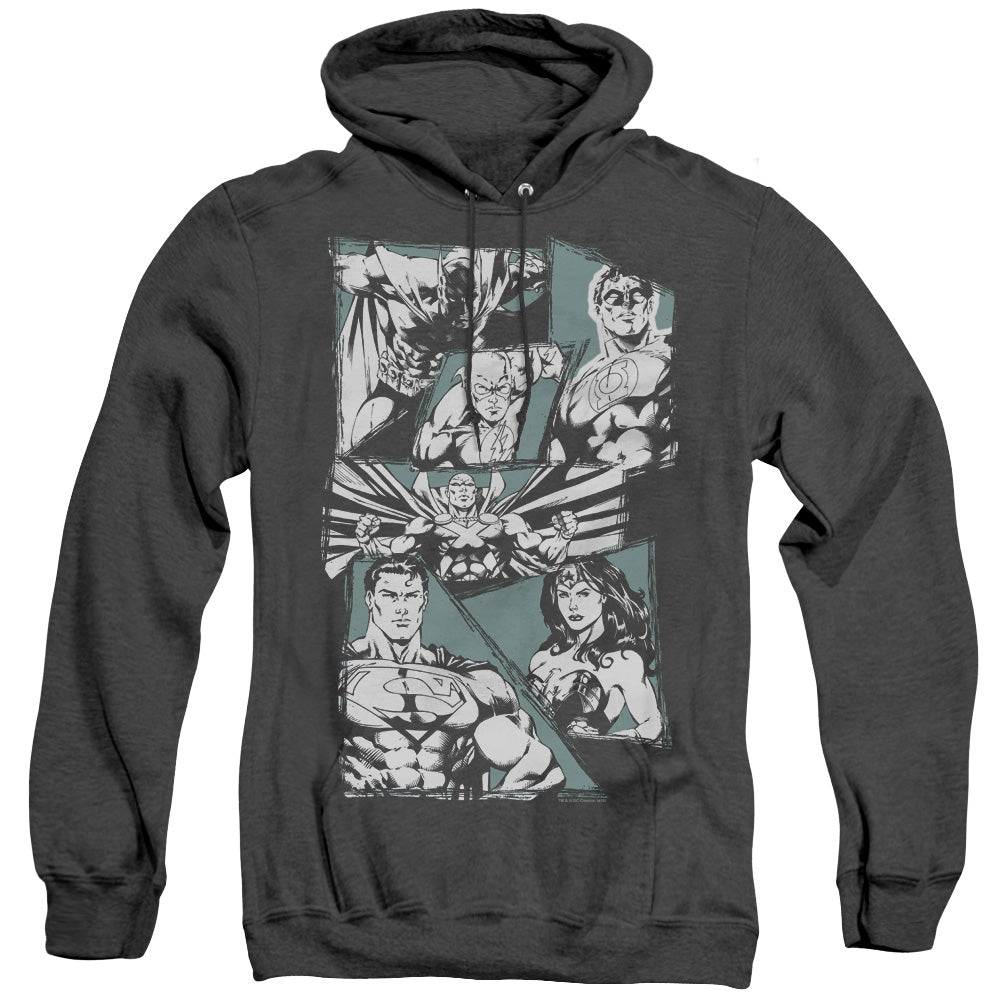 Justice League Of America A Mighty League Heather Mens Hoodie Black Officially Licensed