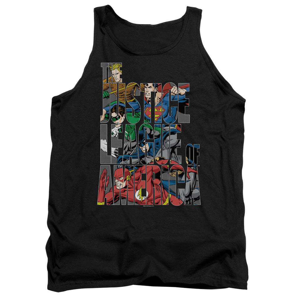 Justice League Lettered League Mens Tank Top Shirt Black