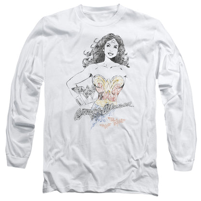 Dco Justice League Of America Wonder Squiggles Mens Long Sleeve Shirt White Officially Licensed