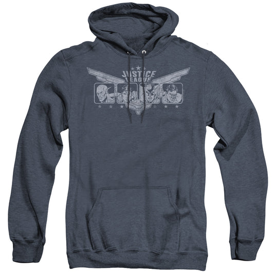Justice League Of America Justice Wings Heather Mens Hoodie Navy Officially Licensed