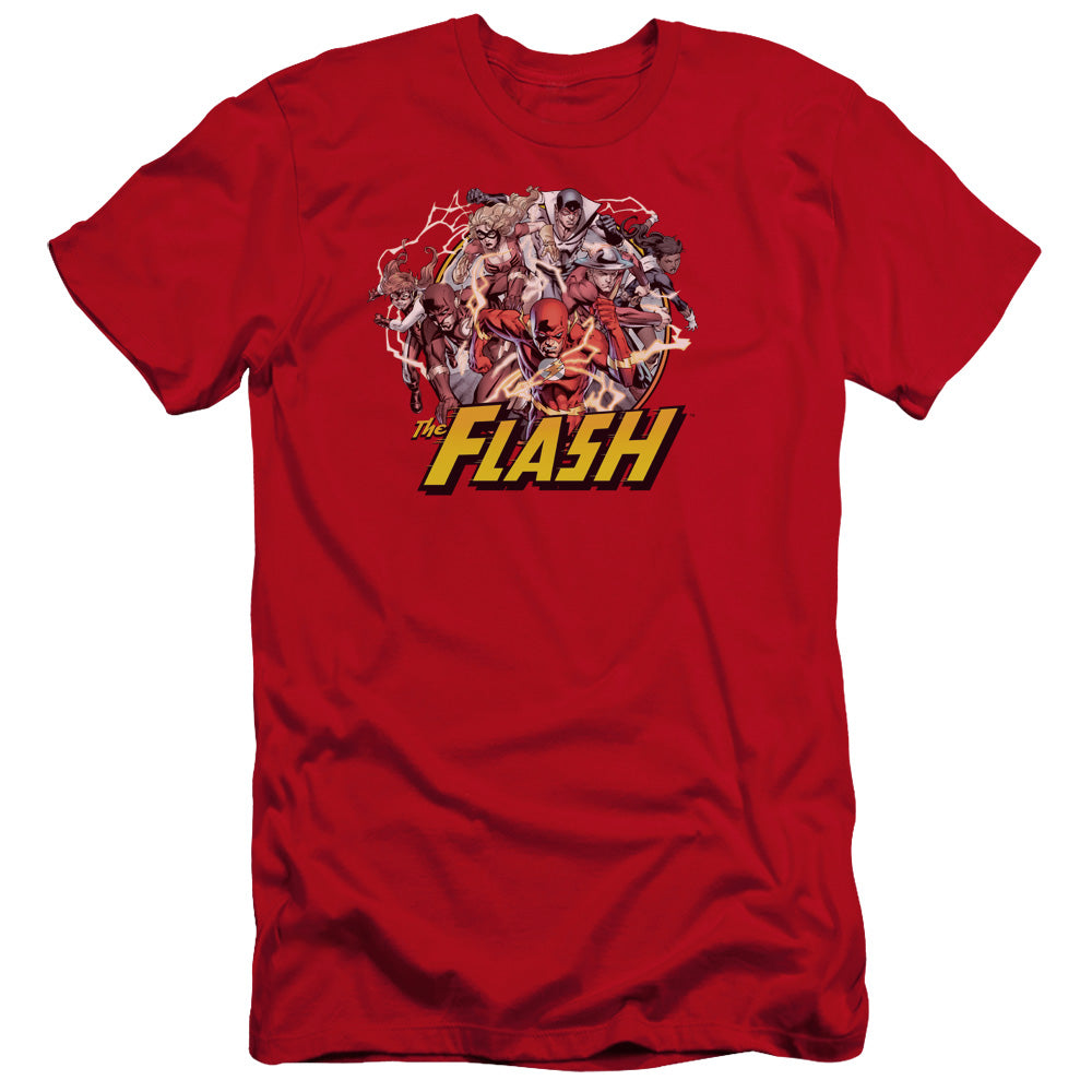 Jla Flash Family Premium Bella Canvas Slim Fit Mens T Shirt Red