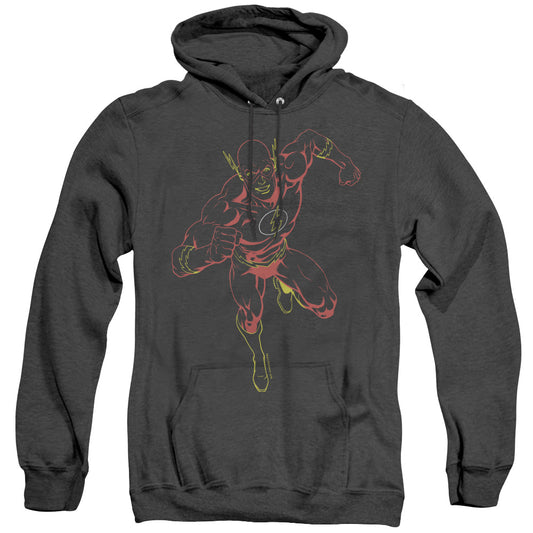 Justice League Of America Neon Flash Heather Mens Hoodie Black Officially Licensed