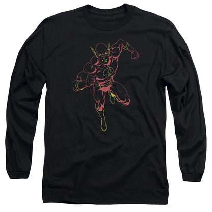Jla Neon Flash Mens Long Sleeve Shirt Black Officially Licensed