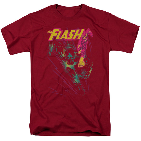 Justice League Of America Flash Spray Mens T Shirt Cardinal