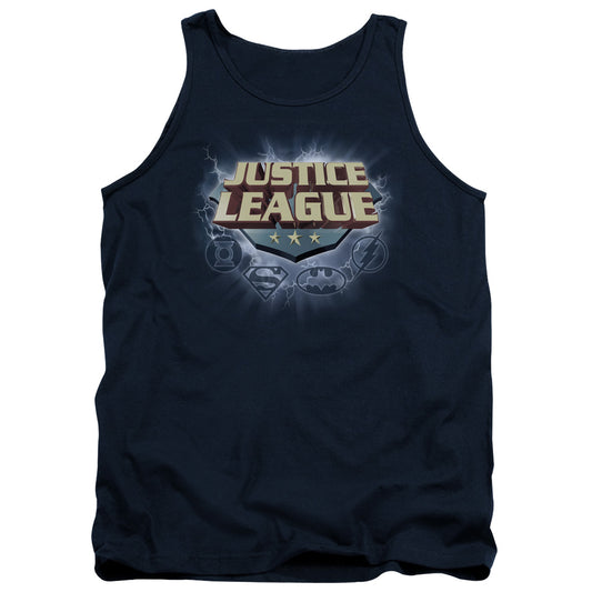 Justice League Storm Logo Mens Tank Top Shirt Navy