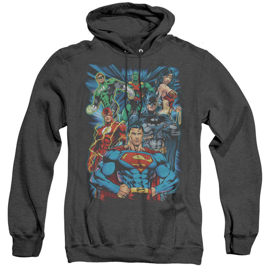 Justice League Of America Justice Is Served Heather Mens Hoodie Black Officially Licensed