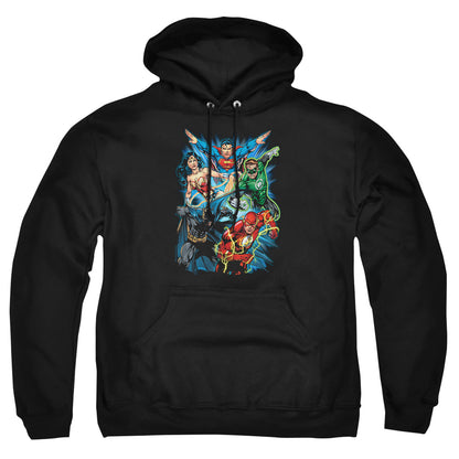 Justice League Of America Jl Assemble Mens Hoodie Black Officially Licensed