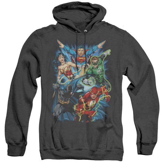 Justice League Of America Jl Assemble Heather Mens Hoodie Black Officially Licensed