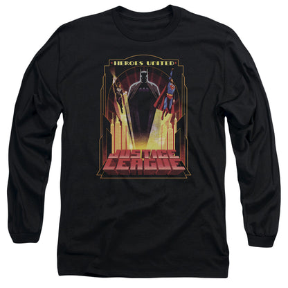 Jla Heroes United Mens Long Sleeve Shirt Black Officially Licensed