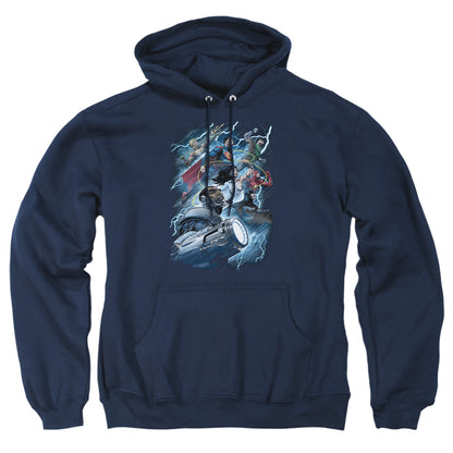 Justice League Of America Ride The Lightening Mens Hoodie Navy Officially Licensed