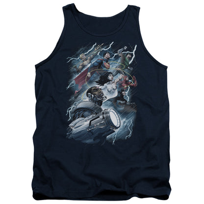 Justice League Ride The Lightening Mens Tank Top Shirt Navy