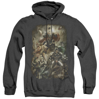 Justice League Of America Aftermath Mens Heather Hoodie Black Officially Licensed