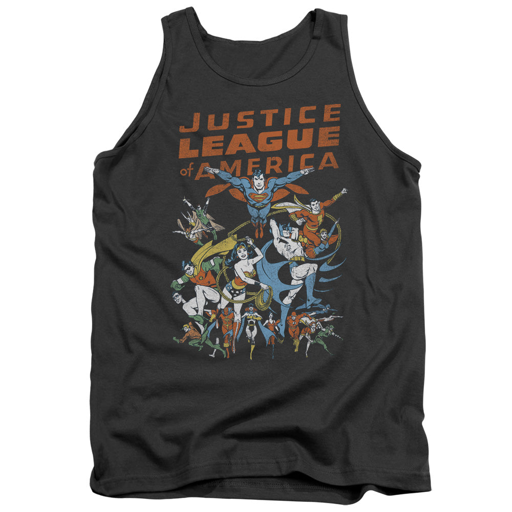 Justice League Big Group Mens Tank Top Shirt Charcoal