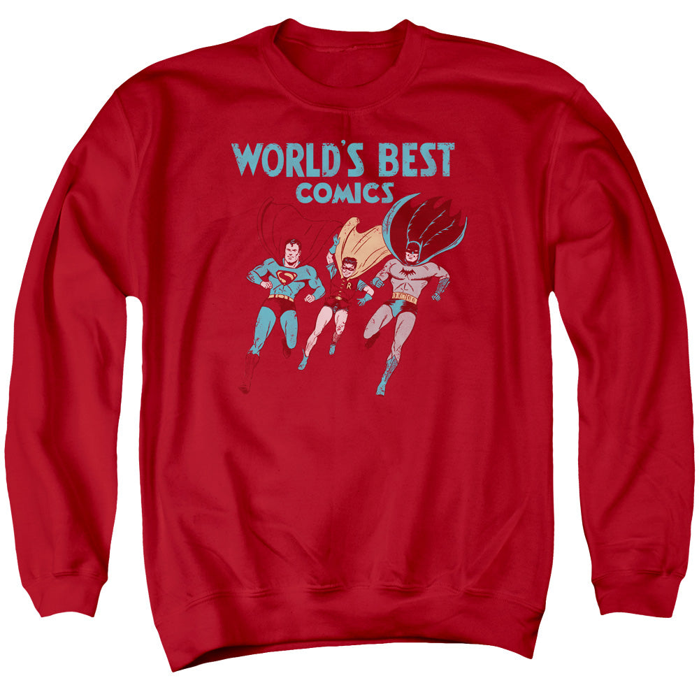 Justice League Of America Worlds Best Mens Crewneck Sweatshirt Red Officially Licensed