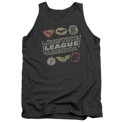 Justice League Symbols Mens Tank Top Shirt Charcoal