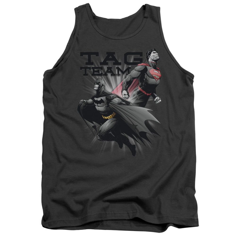 Justice League Tag Team Mens Tank Top Shirt Charcoal