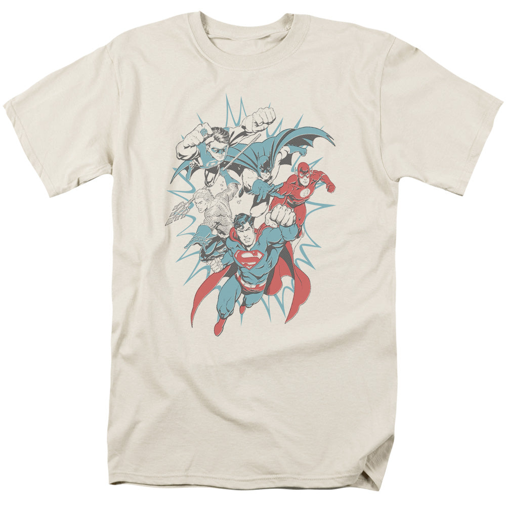 Justice League Of America Pop Group Mens T Shirt Cream