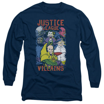 Justice League Of America Villians Mens Long Sleeve Shirt Navy Officially Licensed