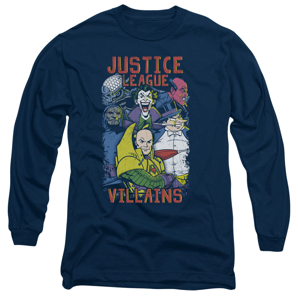 Jla Villains Mens Long Sleeve Shirt Navy Officially Licensed