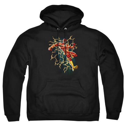 Justice League Of America Flash Symbol Knockout Mens Hoodie Black Officially Licensed