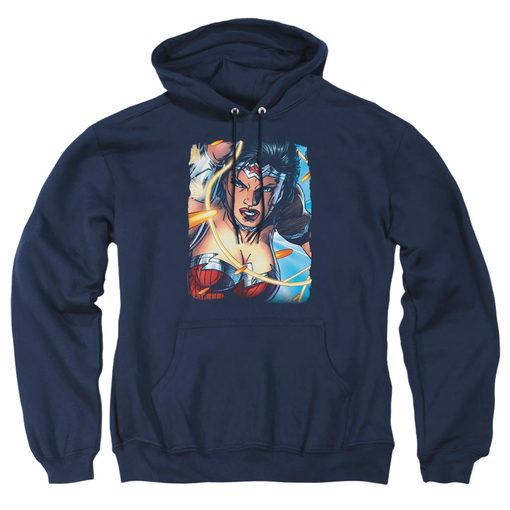 Justice League Of America Scowl Mens Hoodie Navy Officially Licensed