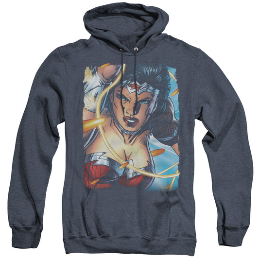 Justice League Of America Scowl Heather Mens Hoodie Navy Officially Licensed