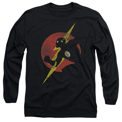 Jla Flash Symbol Knockout Mens Long Sleeve Shirt Black