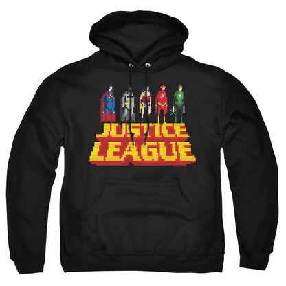 Justice League Of America Standing Above Mens Hoodie Black Officially Licensed