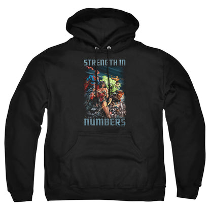Justice League Of America Strength In Number Mens Hoodie Black Officially Licensed