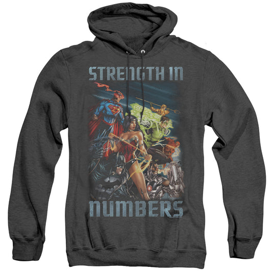 Justice League Of America Strength In Number Heather Mens Hoodie Black Officially Licensed
