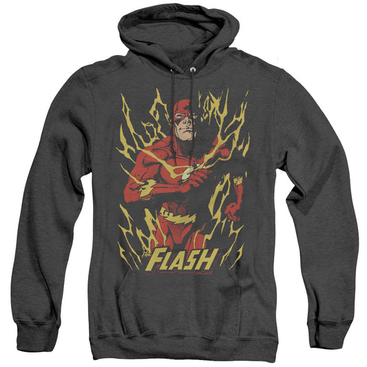 Justice League Of America Flash Flare Heather Mens Hoodie Black Officially Licensed