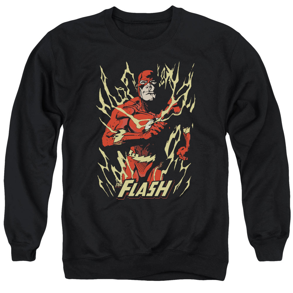 Jla Flash Flare Mens Crewneck Sweatshirt Black