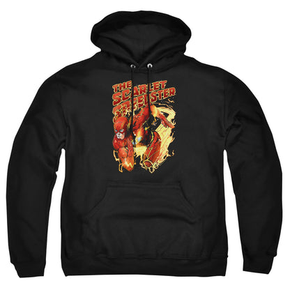 Justice League Of America Scarlet Speedster Mens Hoodie Black Officially Licensed