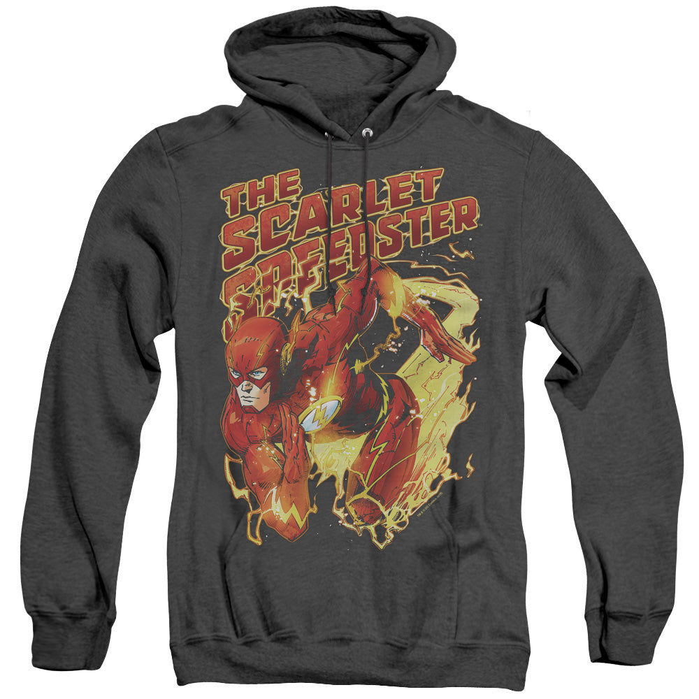 Justice League Of America Scarlet Speedster Heather Mens Hoodie Black Officially Licensed